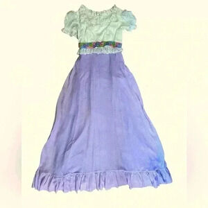 Vintage 60s White & Purple Tiered Full Length Dress - Priscilla of Boston